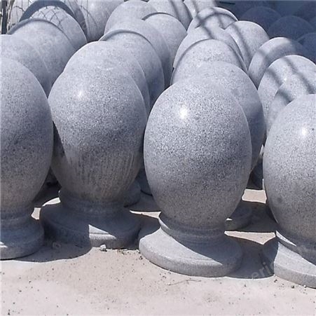 芝麻灰圆球 浅灰色光面花岗岩挡车石球 广场小区拦路障碍圆球