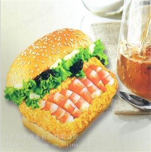 阳光鲜七虾堡 油炸汉堡饼 快餐汉堡店虾排半成品 食材