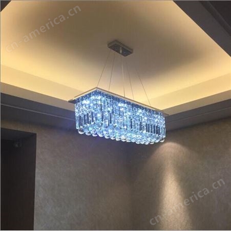 led水晶吊灯现代简约餐厅水晶灯长方形创意吧台灯具灯饰批发