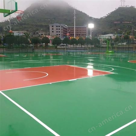 恩平弹性硅PU篮球场地坪翻新工程公司 优格体育球场施工