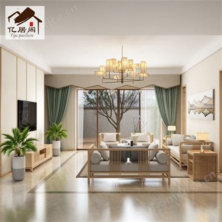 新中式白蜡木沙发组合 全实木现代简约客厅轻奢大小户型布艺禅意别墅家具 可定做