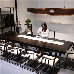 办公桌椅组合简约 现代实木大班台 总裁办公室家具新中式老板桌 可定做